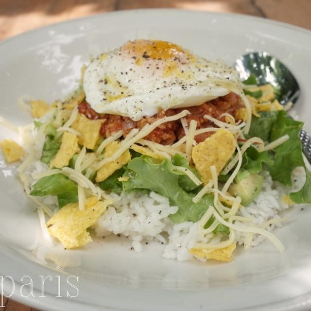 レンジで作る完熟生トマトソースでレンジで作るタコライス