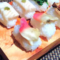 北寄貝とタケノコの握り寿司、オクラとうるいの酢味噌和えと春と初夏の味わい膳