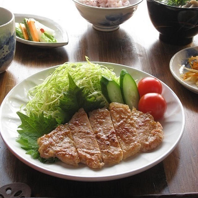 ストウブで♪ 豚肉の粕漬け焼き定食