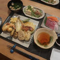 天ぷらとお刺身で「和定食」の晩ご飯　と　クレイジーデイジーの花♪