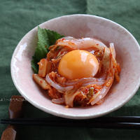 胡麻油香るイカ刺しのキムチユッケ風