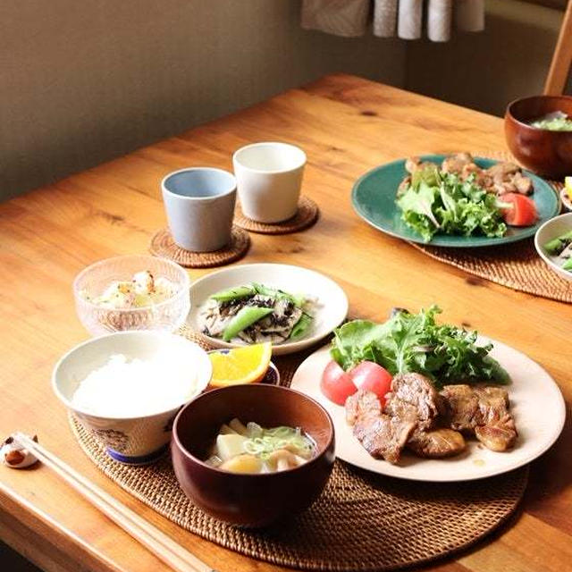 フライパンで時短の煮豚・献立。