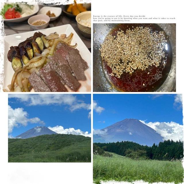 自家製焼肉たれで・・十里木での富士山
