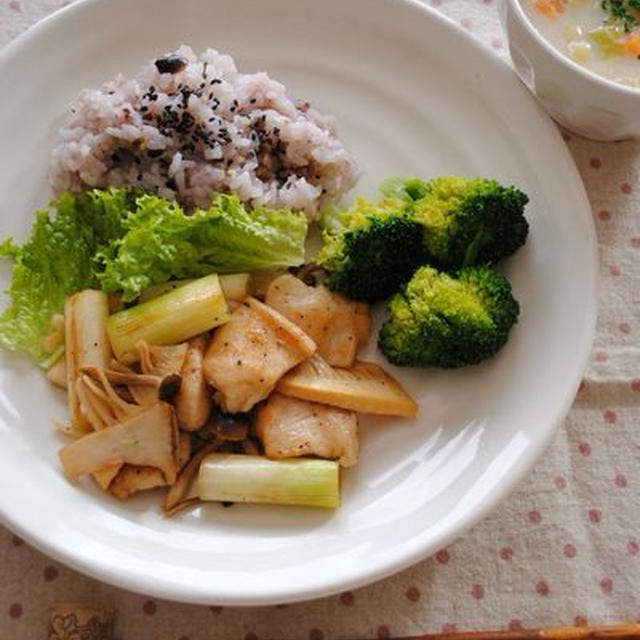 ワンプレート*しっとり鶏胸肉と長ねぎの優しい炒め物