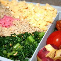 三角な三色弁当