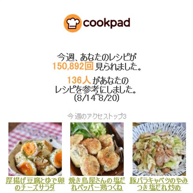クックパッドさん週間レポート