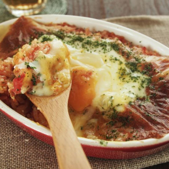毎月25日はマリンフードの日♪『朝ごはんに♪チーズと卵がとろ～り、トマタマチー焼きリゾット』
