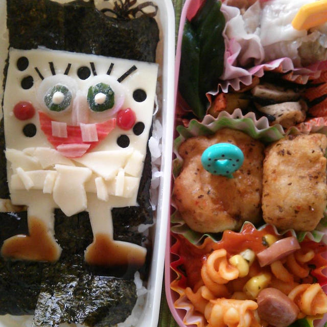 楽しんで作ったよ♪スポンジボブ＆コリラックマ弁当♪