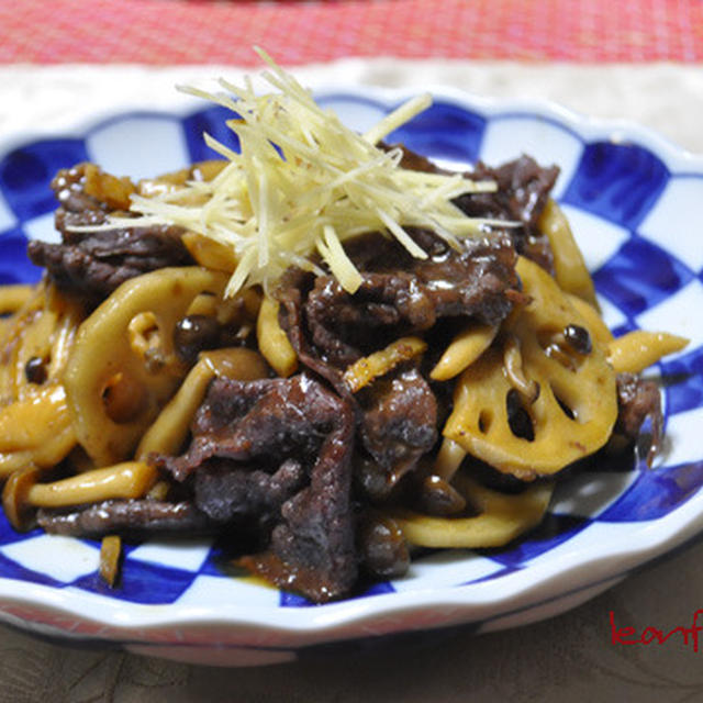 蓮根としめじ入り牛肉のしぐれ煮