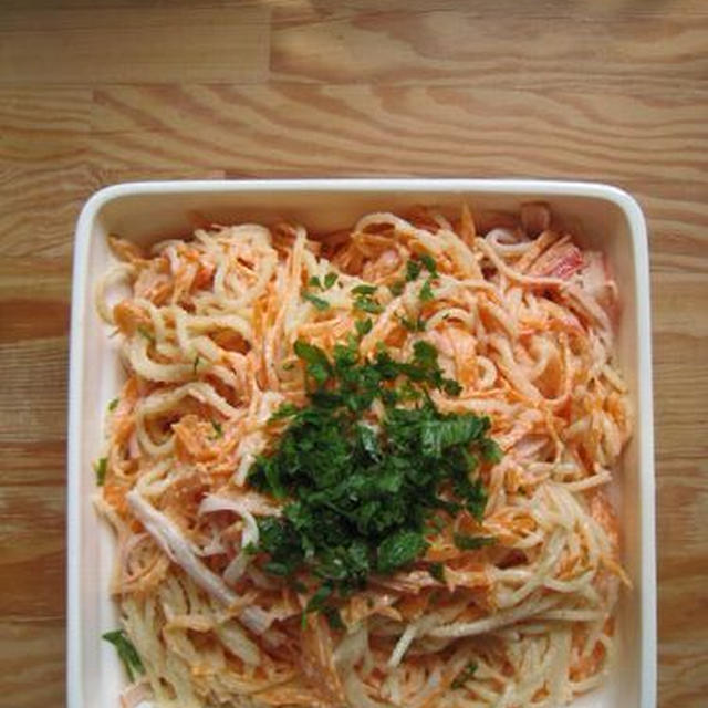 明太子とにんじんのサラダスパ