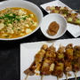 麻婆豆腐と焼き鳥2種