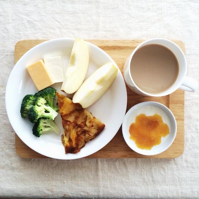 9月17日の朝ごはん。調理時間4分。スパニッシュオムレツ