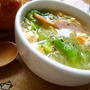 １行レシピ♪簡単！レタスのハム玉スープ