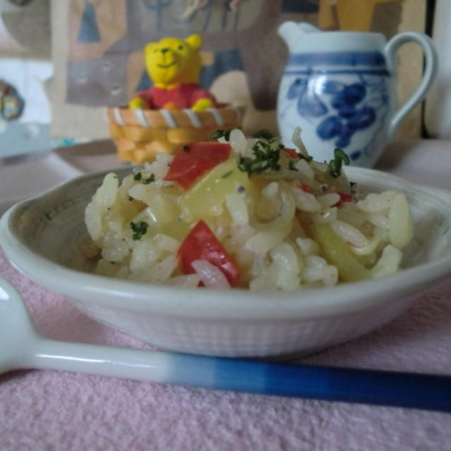 じゃことパプリカのバターピラフde土曜ランチ