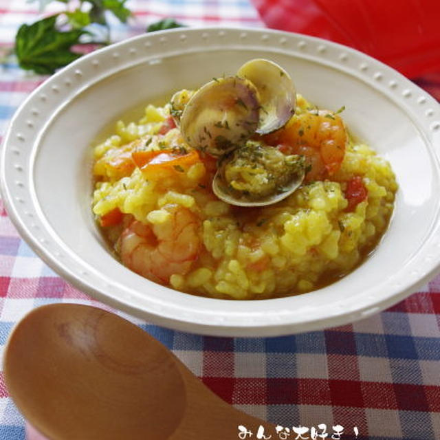 ルクエでカレー研究会～えびとあさりのトマトカレーリゾット～、と朝時間.jp掲載のお知らせ