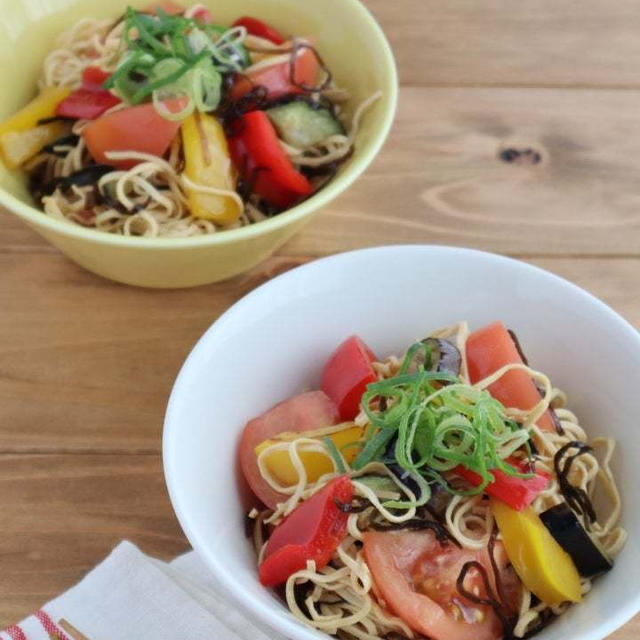 【#高タンパク】夏野菜の和風豆腐干サラダ