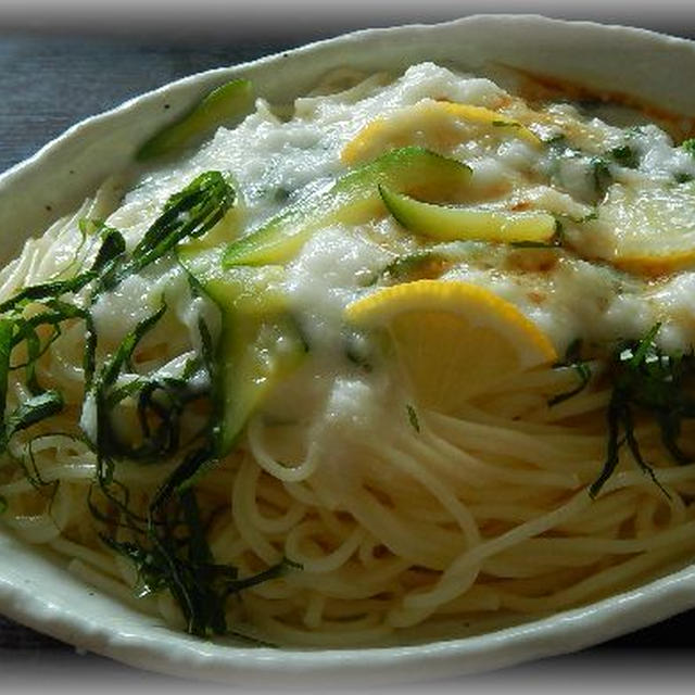 釜揚げズッキーニとろろ素麺