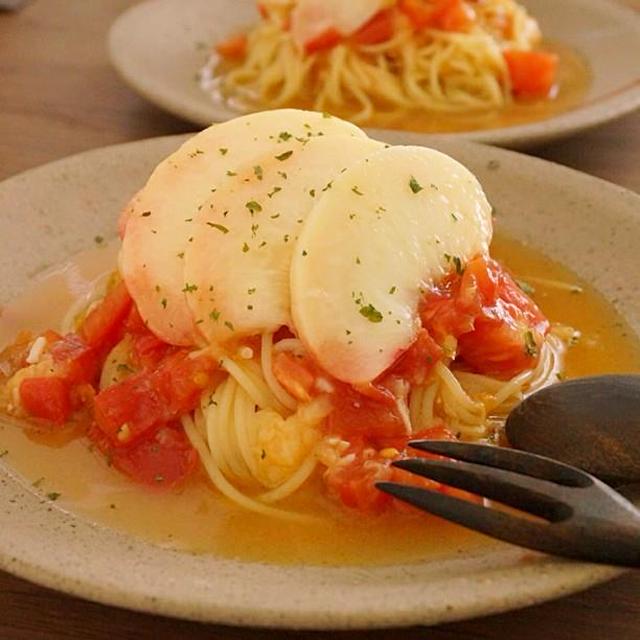 今年（2014年）の桃とトマトの冷たいパスタ