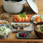 豆ごはんと鯵の干物献立