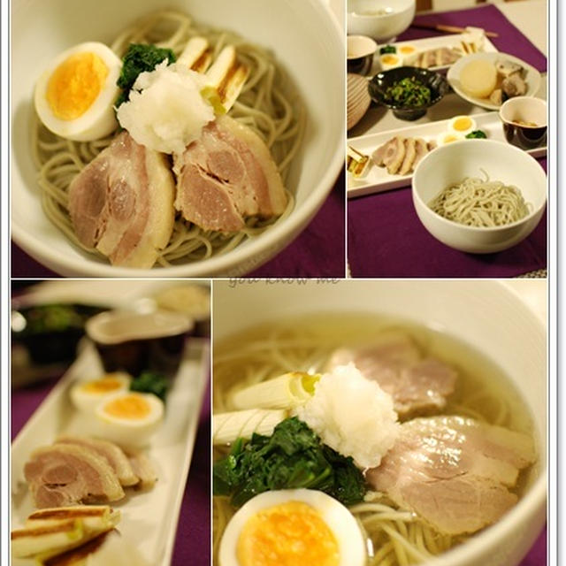 好きな具材をのせのせして茶そばを食べよう　と　美味しい嬉しい頂き物