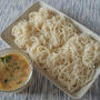 玉子納豆でそうめんを食べる