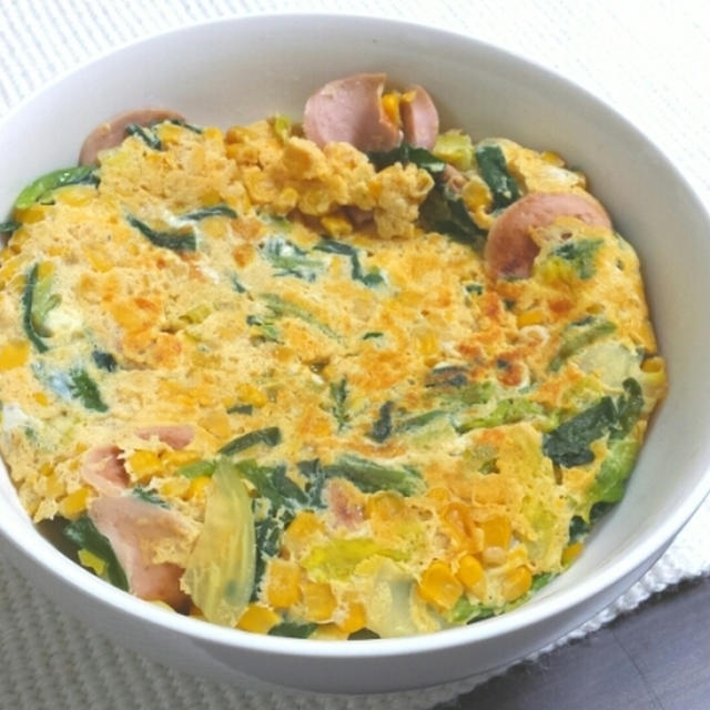春キャベツと残り物野菜の和製キッシュ