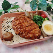 ハンバーグと煮たまご弁当【のっけ弁当】   #節約弁当