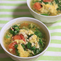 【簡単レシピ】レタスとトマトと卵のスープ