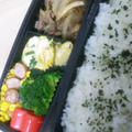スタミナ焼き肉弁当。と、本日のピザ。笑