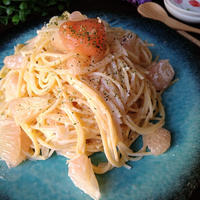 ざぼんとヨーグルトのカッテージチーズ風パスタ〜お酢と果汁のペーストビネ果を和えて〜