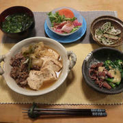 肉豆腐とホタルイカの酢味噌和えの晩ご飯と ジョウビタキ♪