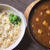 さいころ野菜と塩豚のカレーと玄米のたまごチャーハンの献立