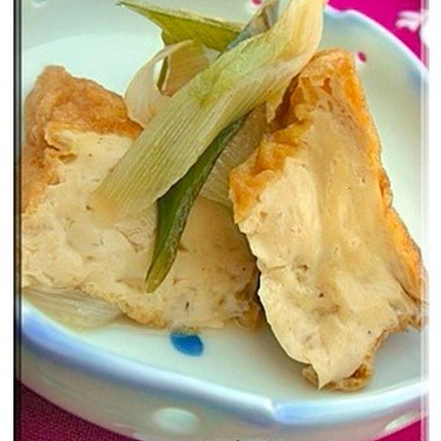厚揚げと白ネギの煮物