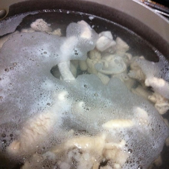 モツ煮込み準備中