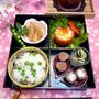 春満載お花見弁当☆つやつやグリンピースごはん！！