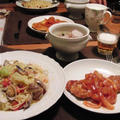 アサリとキャベツのパスタにポークソテー