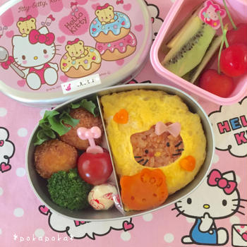 キティちゃんオムライスのお弁当♪