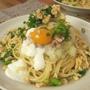 半熟卵と大根おろしの和風パスタ