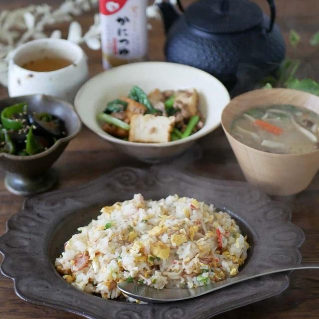 お土産のかにつゆで絶品チャーハン