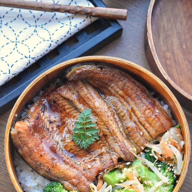 【丼弁当】♡うな丼&ブロッコリーともやしの激旨ナムル♡レシピあり♡