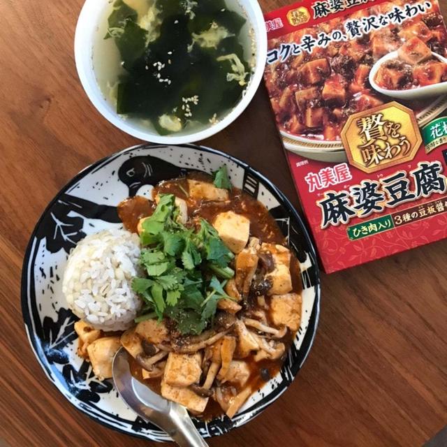 【贅を味わう　丸美屋　麻婆豆腐の素で晩ごはん♪】