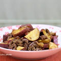 さつま芋と牛肉のカレー風味炒め＆「煮込んで食べるマルちゃん生麺食べてみました」