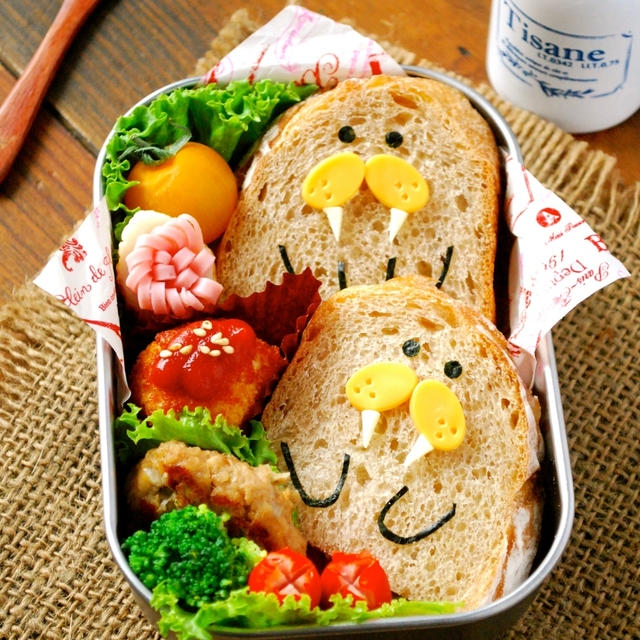 キャラ弁☆セイウチさんのサンドイッチ弁当