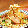 ベビーハムでおつまみ焼きうどん　、　焼き肉のタレとほんだしで簡単コクウマ！