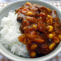 コーンとシメジのカレー丼（プチ丼）