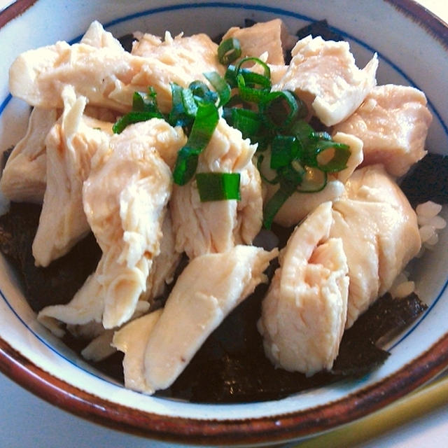 【１分でできる】鳥ささみの塩ごま油丼