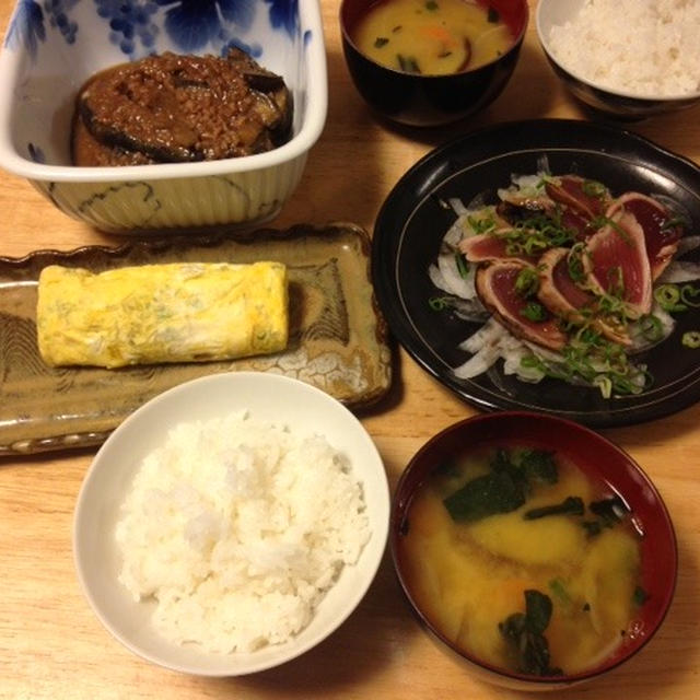 昨夜は茄子とひき肉の味噌煮など～