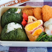 【レンジベーコンエッグ】レシピ＋広島菜おにぎりのお弁当