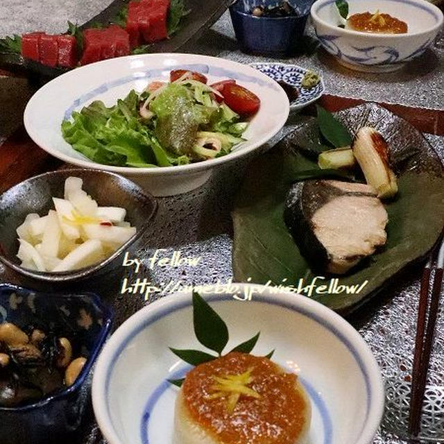 ◆鰤の塩焼きと下仁田ネギ焼きでおうちごはん♪～ゆるやか糖質制限中♪