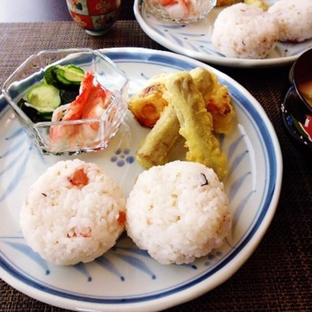 食べ切れなかった使い切れなかったのお握りプレート♪